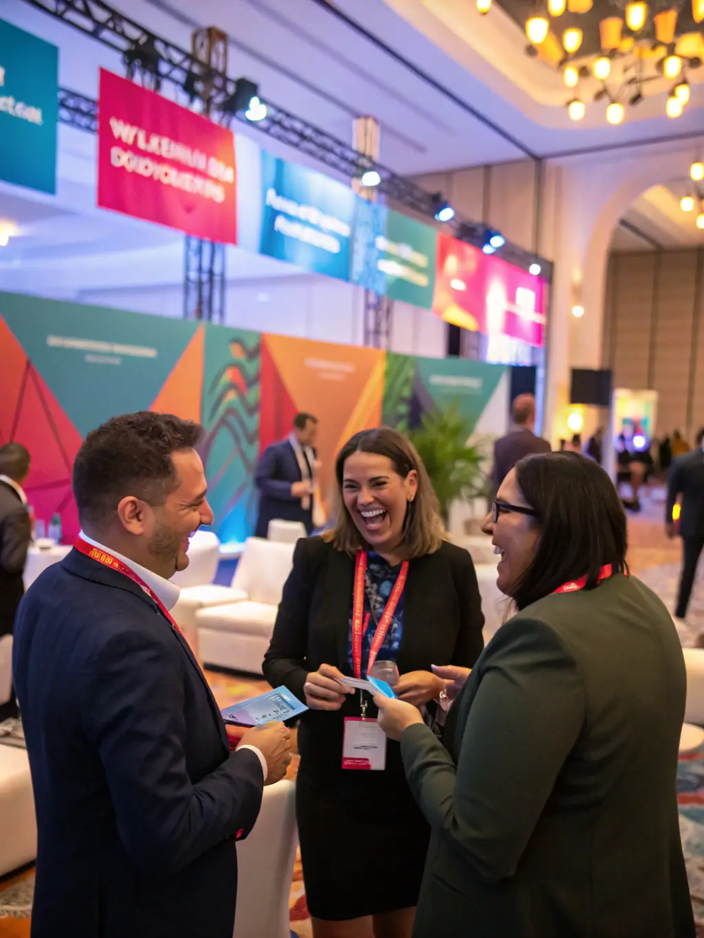 A dynamic image showcasing a networking event at the conference, with professionals engaging in conversations, exchanging business cards, and building connections.